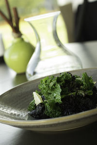 Close-up of vegetables in plate on table