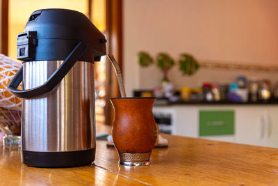 Close-up of coffee on table