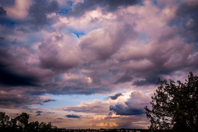 Low angle view of dramatic sky during sunset