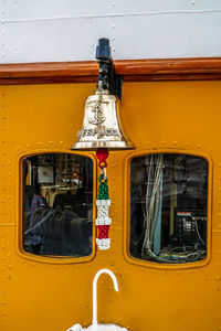 Close-up of yellow car window