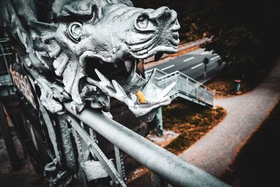 High angle view of sculptures