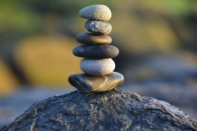 Stack of stones on rock