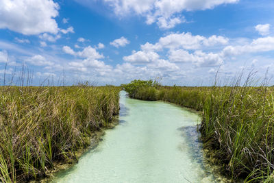 Scenic view of land against sky