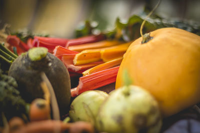 Close-up of pumpkin for sale at market