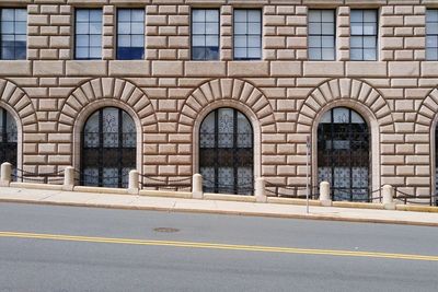 View of building through window