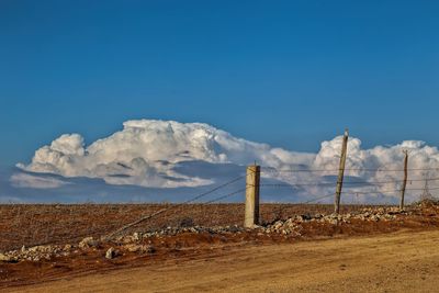 Scenic view of landscape against blue sky