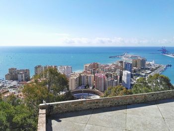 View of cityscape against clear sky