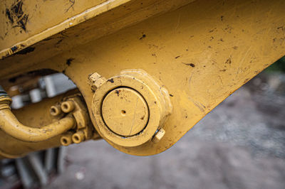 High angle view of rusty machine part