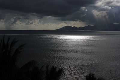 Scenic view of sea against cloudy sky