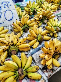 High angle view of fruits for sale at market stall