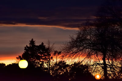 Silhouette trees against sky during sunset