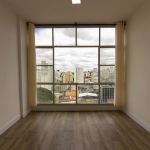 Buildings seen through window at home