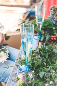 Close-up of wine glass on table