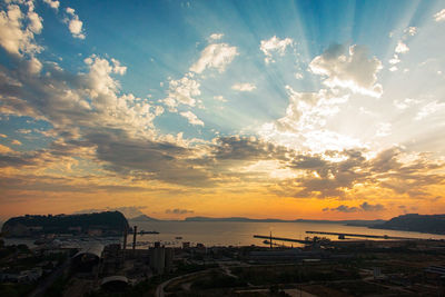 Panoramic view of sea against sky during sunset