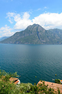 Blu water of iseo lake, a nice natural place in northern italy