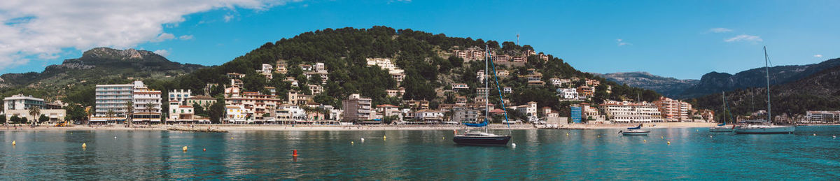 Panoramic view of sea against cloudy sky