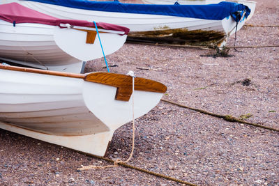 Boats beached at low tide on teignmouth 'back beach' in devon.