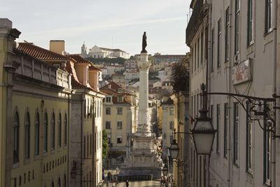 Pedro iv column in rossio square viewed from the top of calcada do carmo in lisbon, portugal