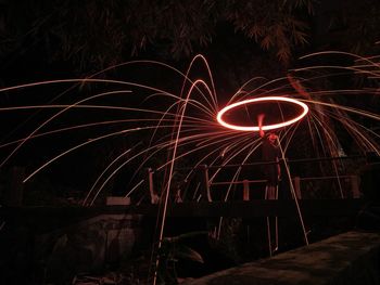 Firework display at night