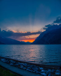 Scenic view of sea against sky at sunset