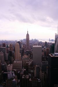 High angle shot of cityscape against the sky