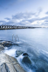 View of rocky coast and sea