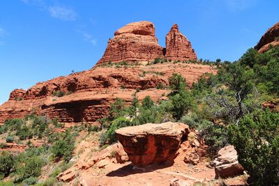 Low angle view of rock formations