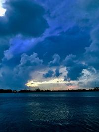 Scenic view of sea against blue sky