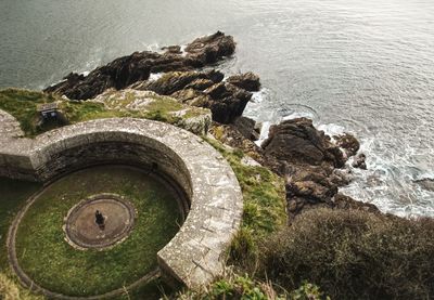 High angle view of sea shore