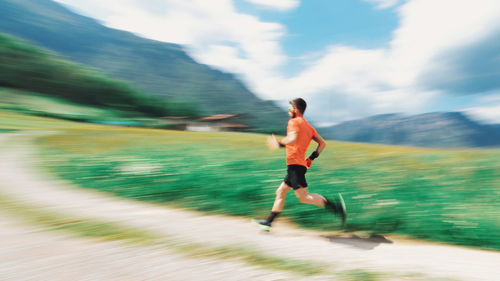 Full length of man running on land