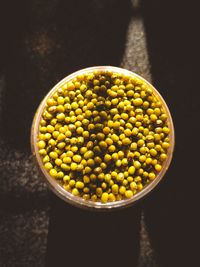 High angle view of vegetables in bowl on table