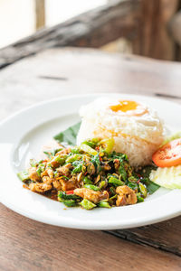 Close-up of food in plate on table