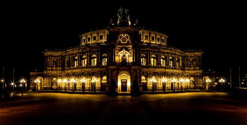 Illuminated building at night