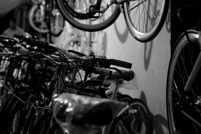 Close-up of bicycle against blurred background