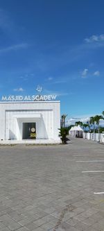 Exterior of building against blue sky