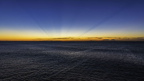 Scenic view of sea against sky at sunset