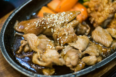 Close-up of meat served in plate