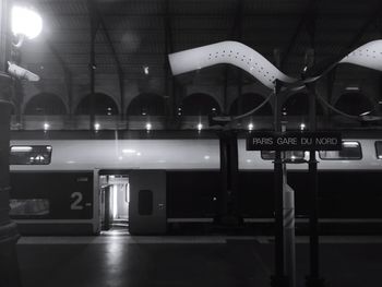 View of illuminated subway station
