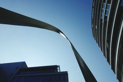 Low angle view of building against clear blue sky