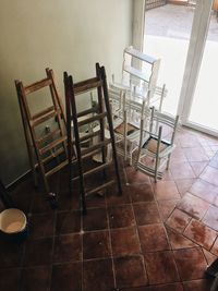 Empty chairs and table at home