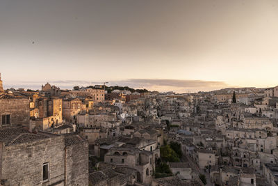 High angle view of buildings in city