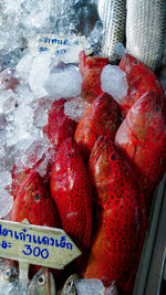 Close-up of strawberries in market