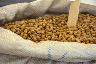 Close-up of chickpeas for sale at the market