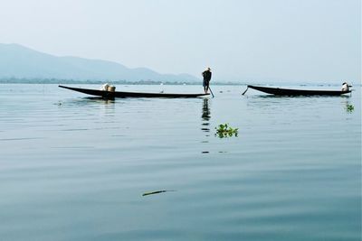 Boats in lake