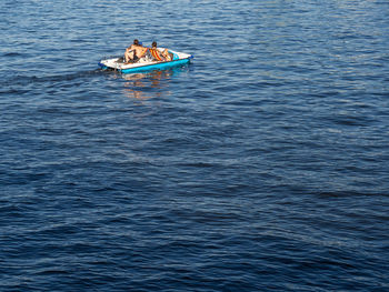 High angle view of boat in sea