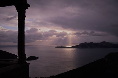 Scenic view of sea against dramatic sky