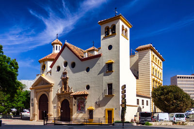 Facade of building against blue sky