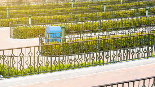 High angle view of footpath by road