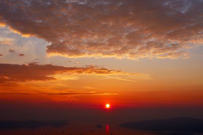 Scenic view of dramatic sky during sunset