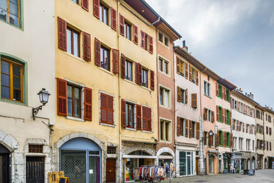 Street with historical houses in chambery city center, france